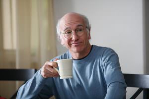 Larry David drinking coffee
