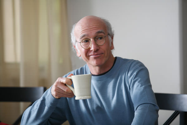 Larry David drinking coffee