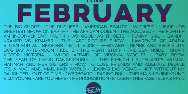 A list of February movie titles on HDNet Movies